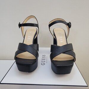 Guess Vallenn Black Platform Block Heels